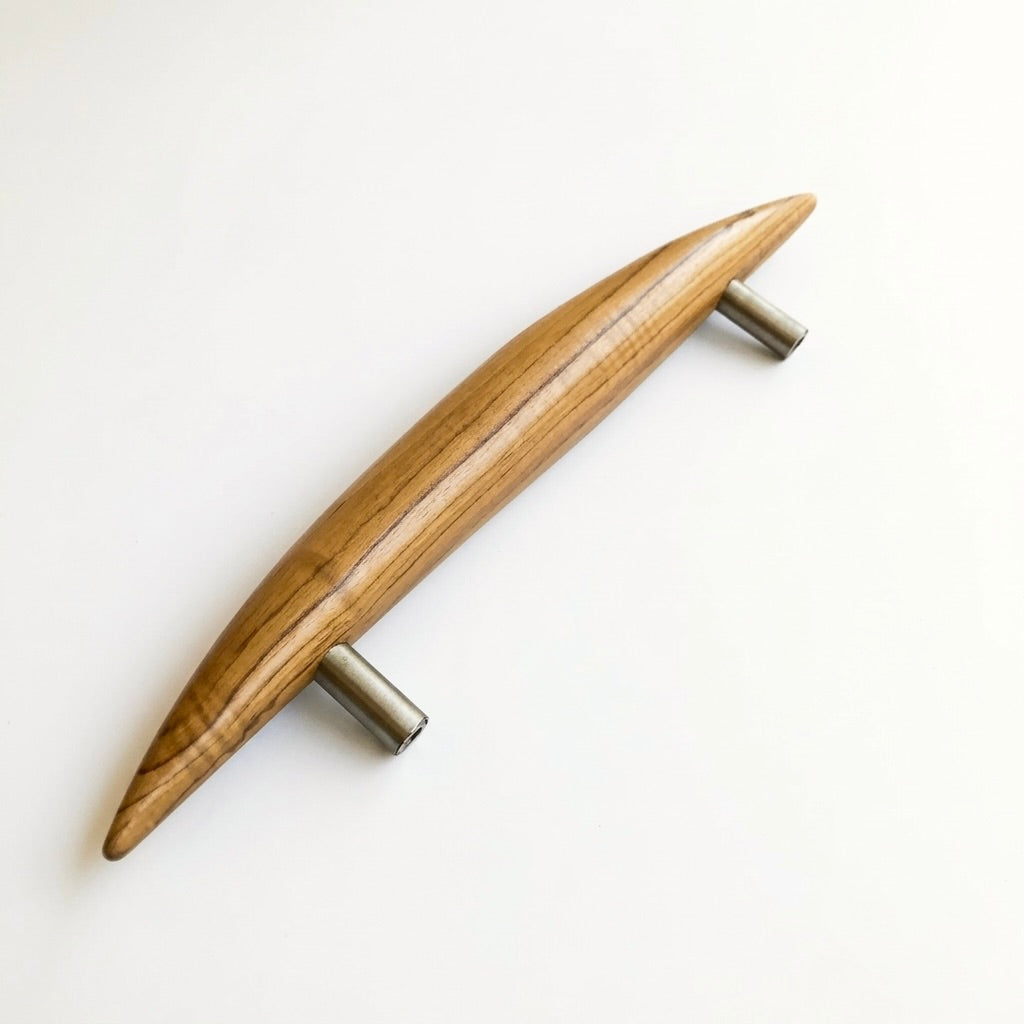 Teak Front Door Pull Handle with Stainless Steel Finish