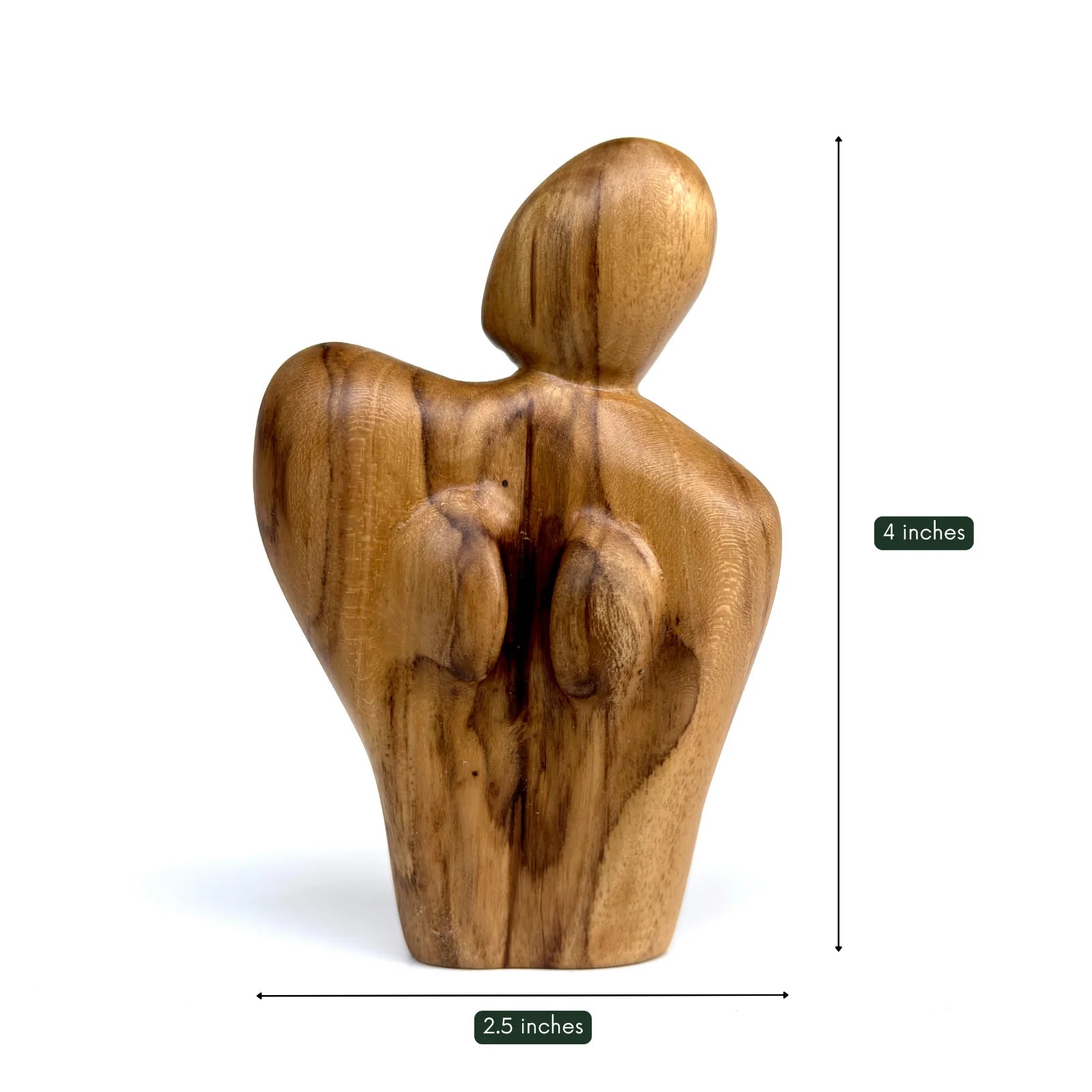 Hand-Carved Teak Couple Sculpture in natural wood finish, ideal for home decor