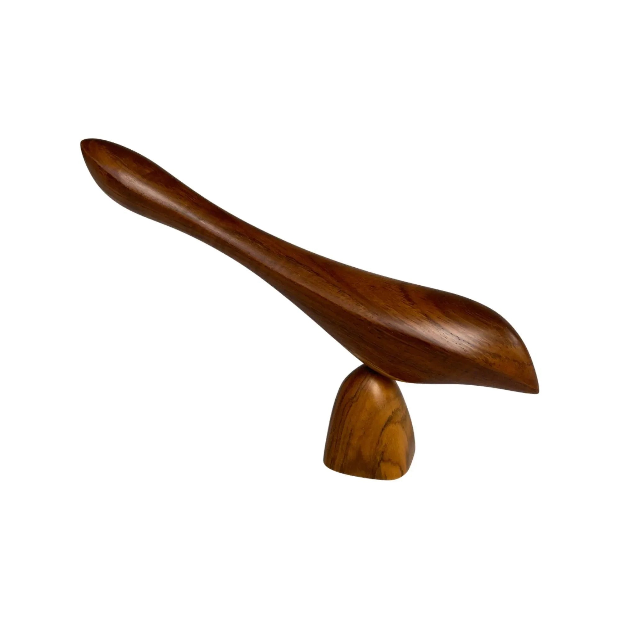 Wood Ceylon wooden bird sculpture with smooth polished finish and minimalist design