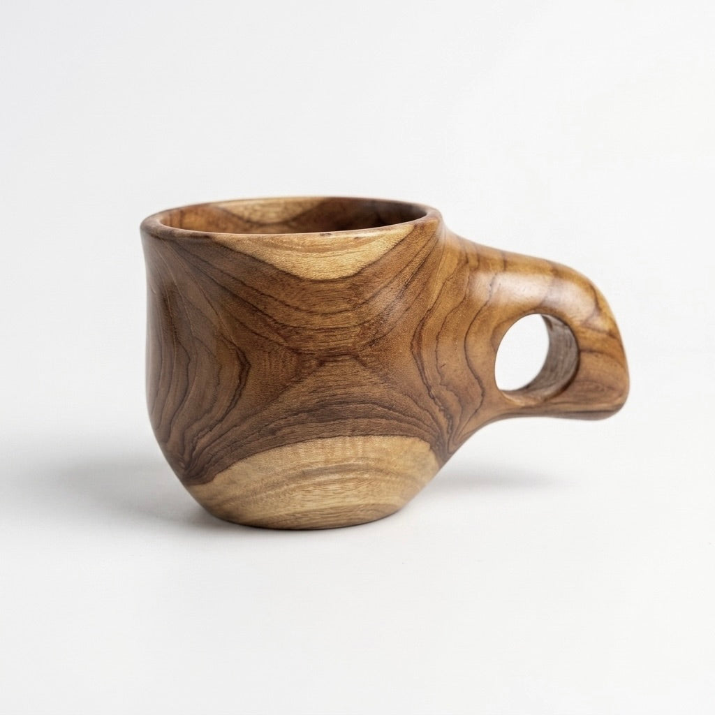 Handmade Wooden Coffee Cup - Solid Teak