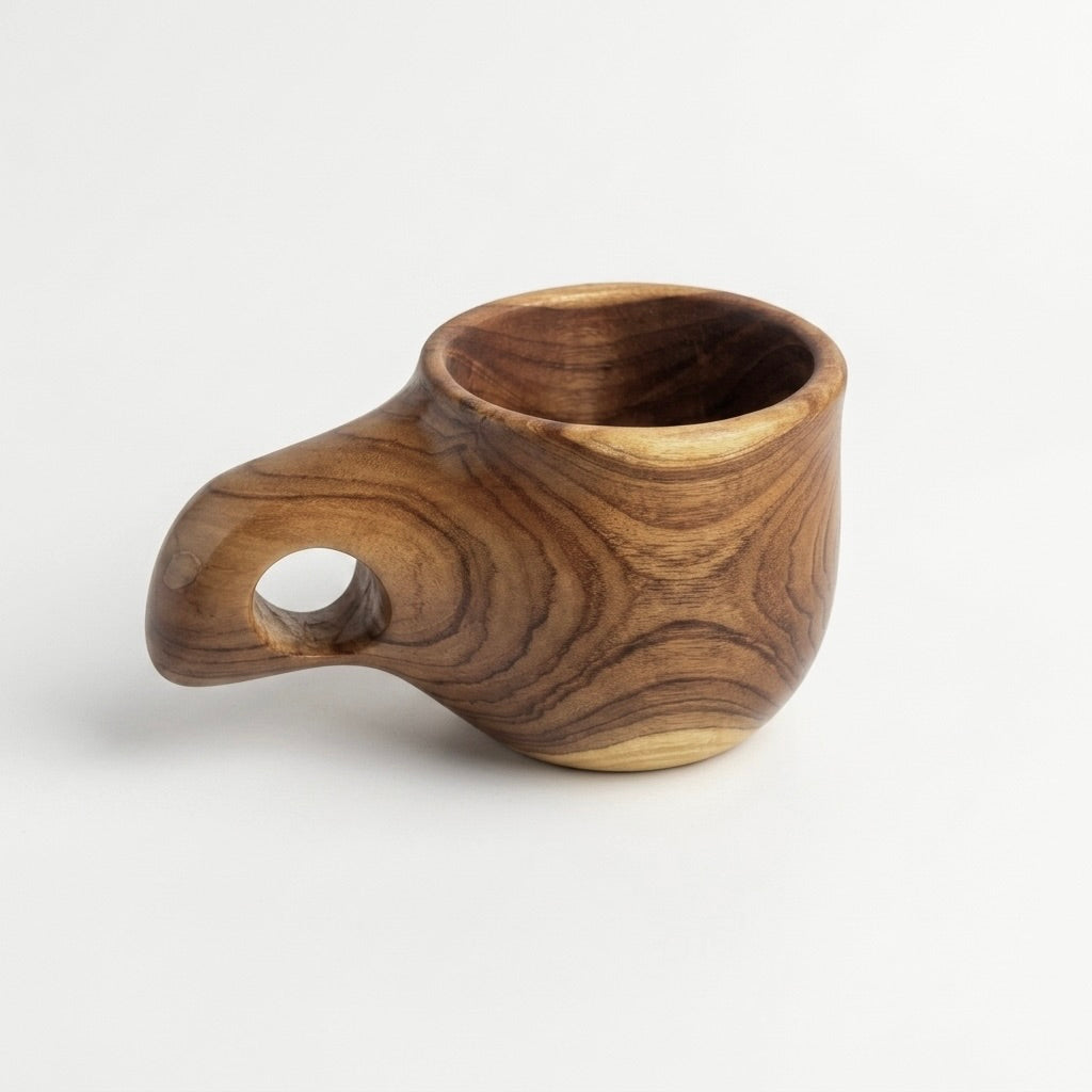 Handmade Wooden Coffee Cup - Solid Teak