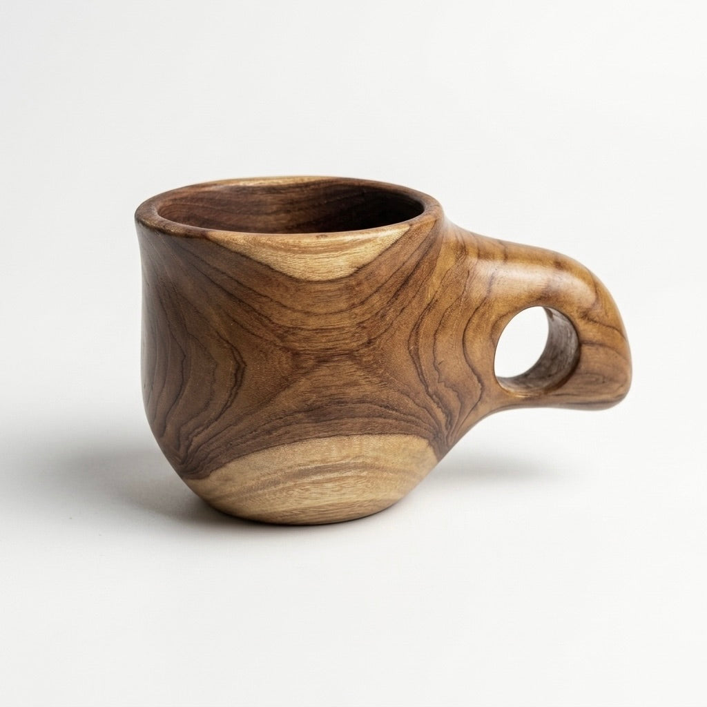 Handmade Wooden Coffee Cup - Solid Teak