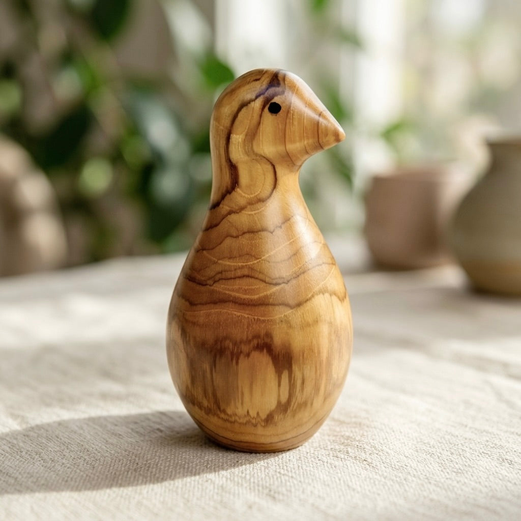 Hand-Carved Teak Wooden Bird Sculpture