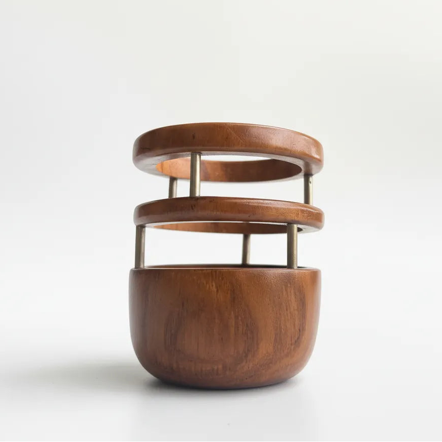 Handmade Teak Pen Holder with a sleek design and natural wood finish