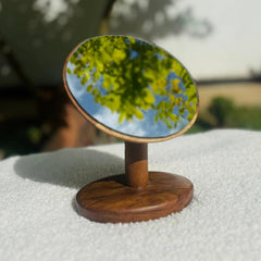 Handmade Teak Wood Tabletop Vanity Mirror - Wood Ceylon