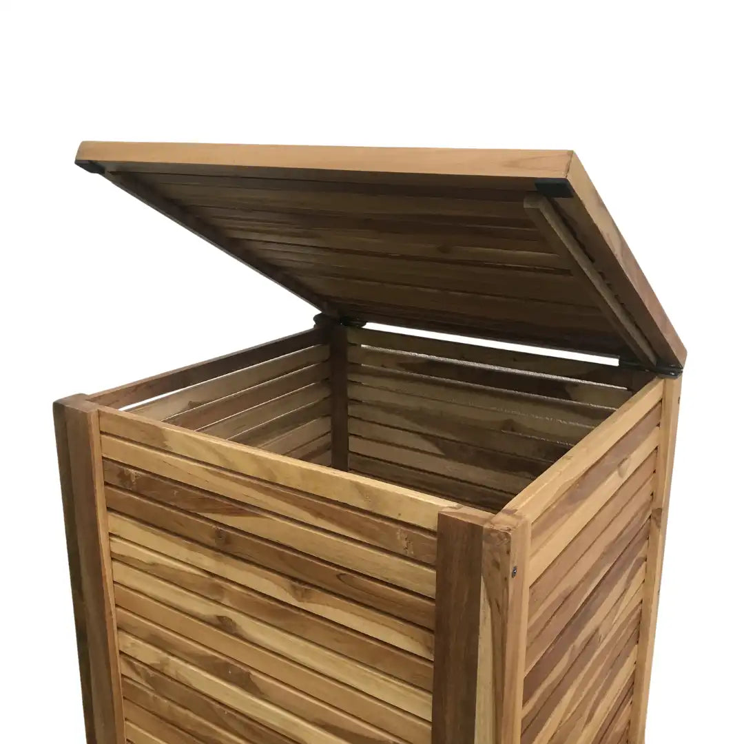 Wood Ceylon Laundry Bin with Lid made from natural wood for stylish organization in your home