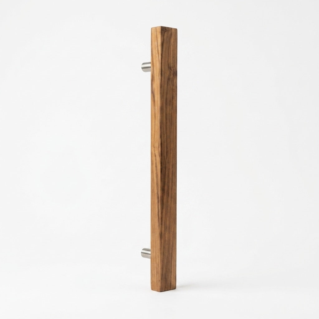 Minimalist Teak Wood Door Pull Handle in natural finish for modern interiors