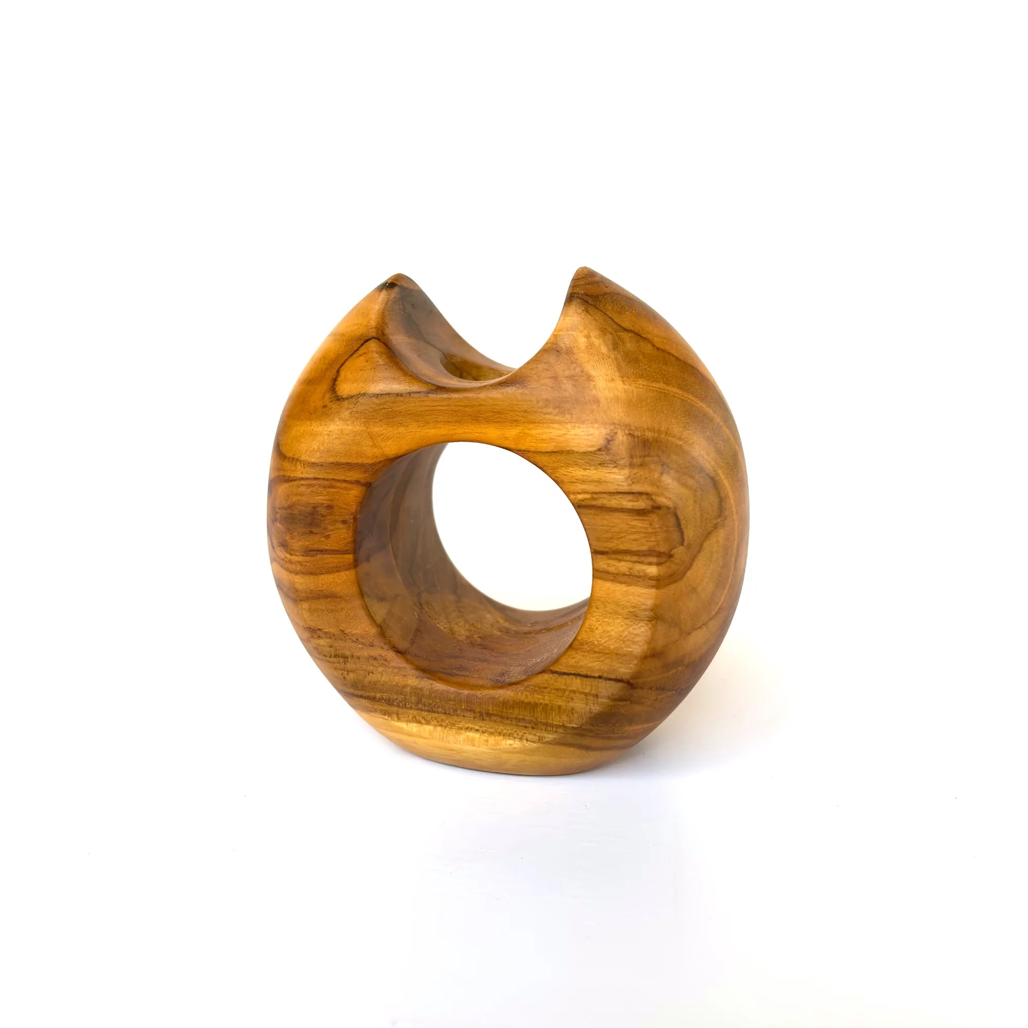 Stylish modern teak flower holder crafted from natural wood for elegant home decor