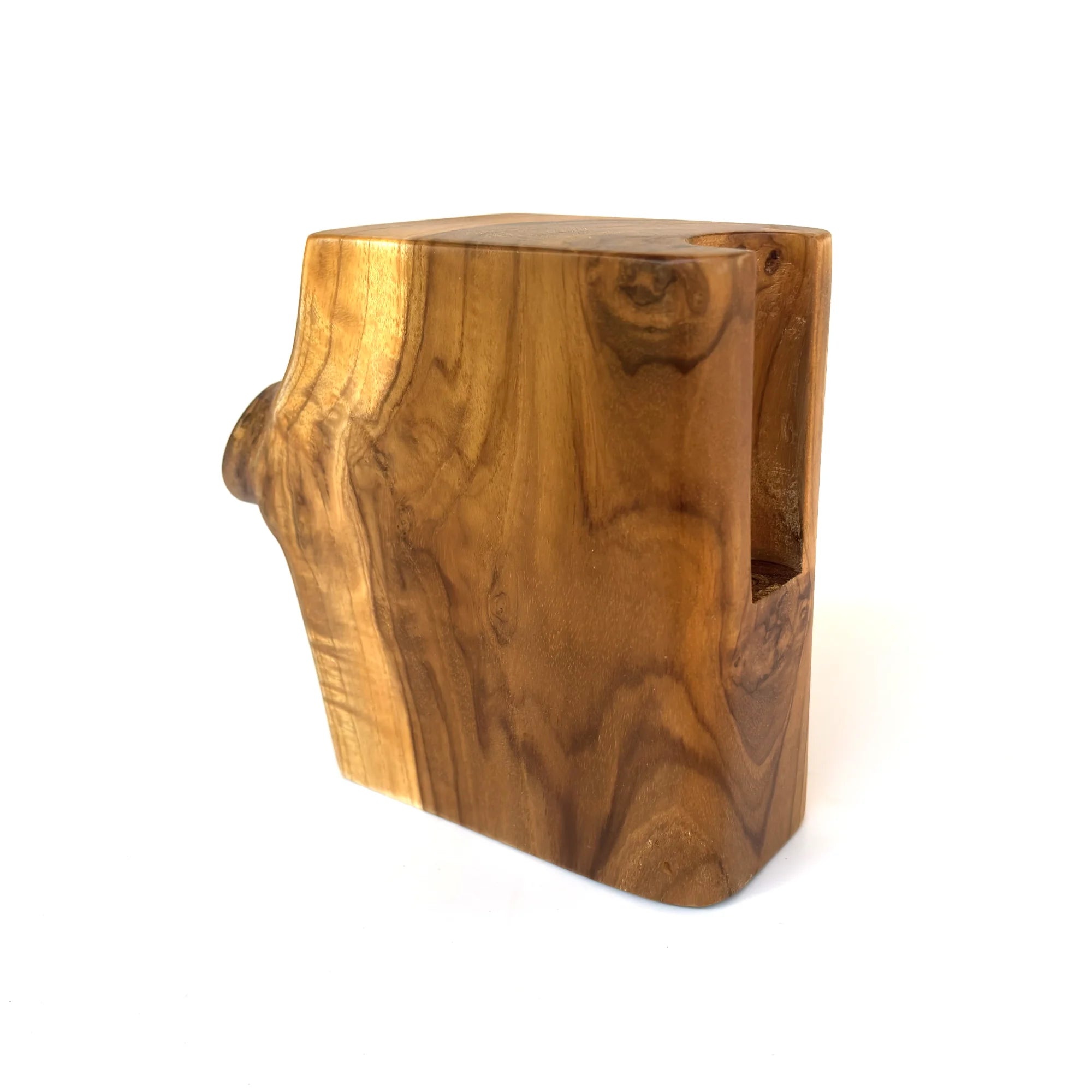 Unique wooden holder showcasing a natural shape test tube vase for stylish home décor