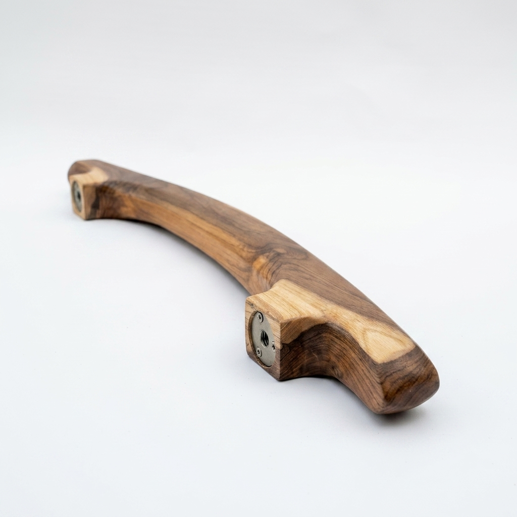 Wood Ceylon Patio Door Pull Handle in teak wood with a natural finish for stylish outdoor use
