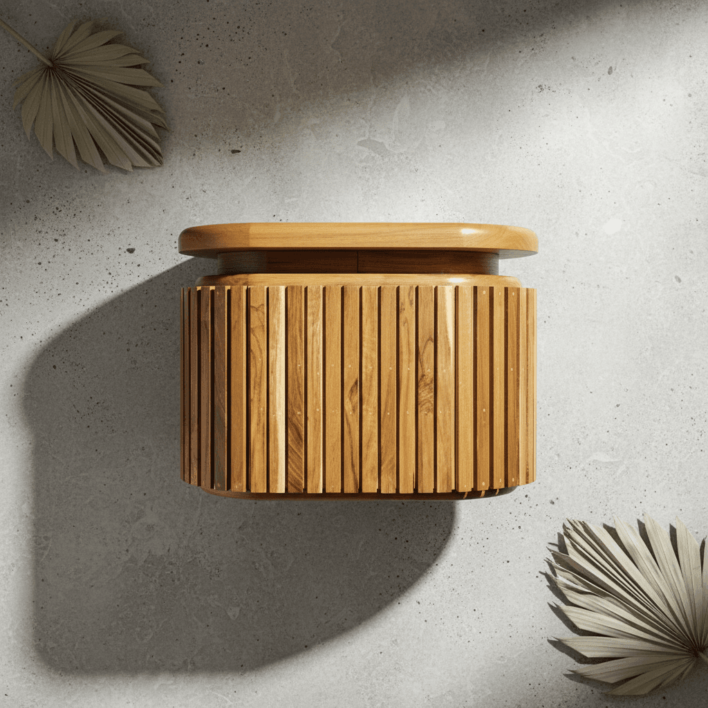 Handcrafted Teak Floating Nightstand with Drawer