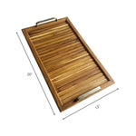 Teak wood serving tray with handles