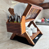 Small Dish Drying Rack - Handcrafted Teak Wood