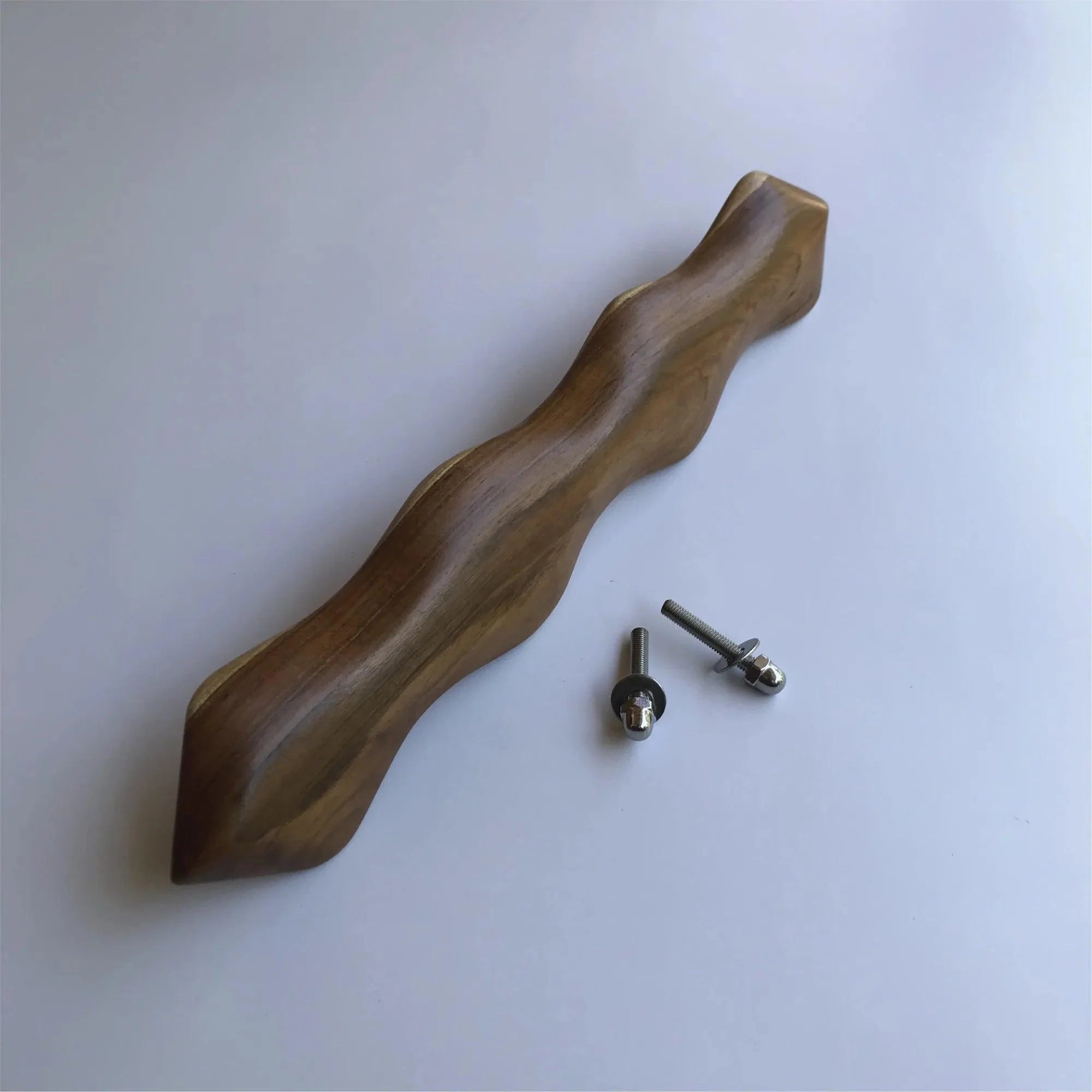 Elegant wood Ceylon snake shape door handle with modern design and installation hardware