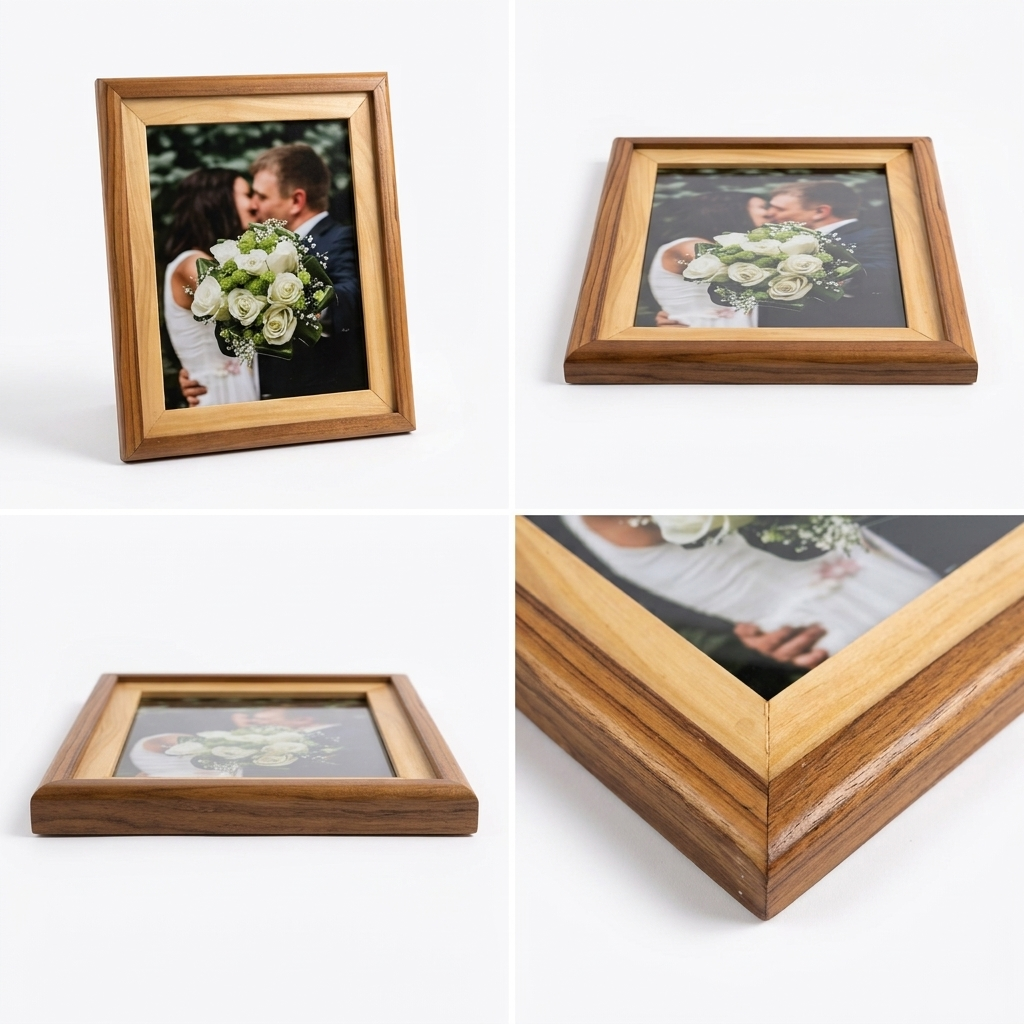 Teak & Satin Wood Picture Frame in natural finish for displaying cherished memories