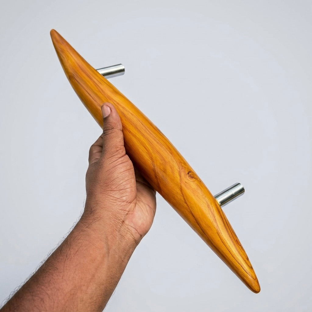 Teak Wood Door Pull Handle in natural finish for stylish entrances