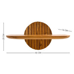 Wood Ceylon teak floating plant shelf with round back panel and smooth wooden surface