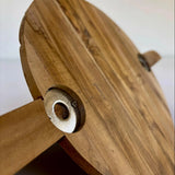 Close-up of Wood Ceylon teak floating plant shelf showing natural wood grain and metal mounting hardware