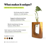 Teak test tube vase by Wood Ceylon, uniquely crafted for tables or small spaces with eco-conscious design