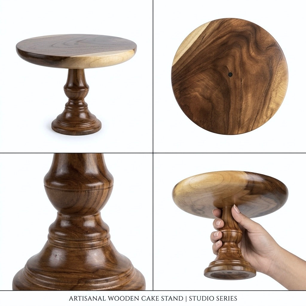 Handmade Teak Wooden Cake Stand for Weddings & Dessert Display