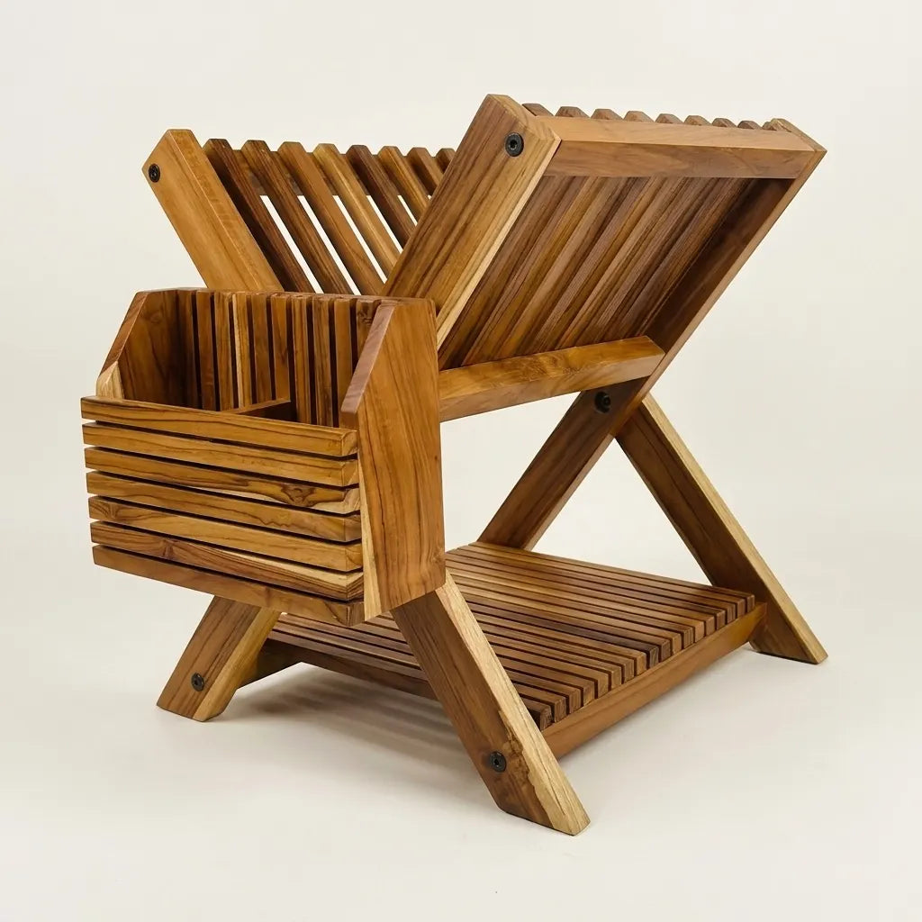 Small Dish Drying Rack - Handcrafted Teak Wood