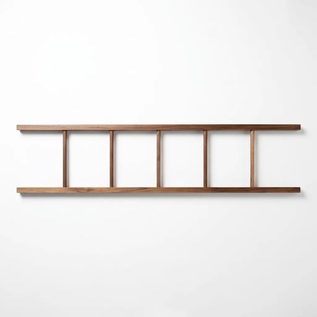 Teak towel ladder rack in rich brown finish for stylish bathroom storage