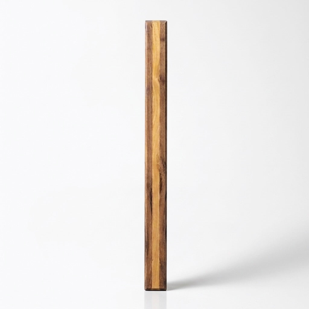 Two-Tone Wood Door Pull Handle made of teak with a natural finish for elegant door accents