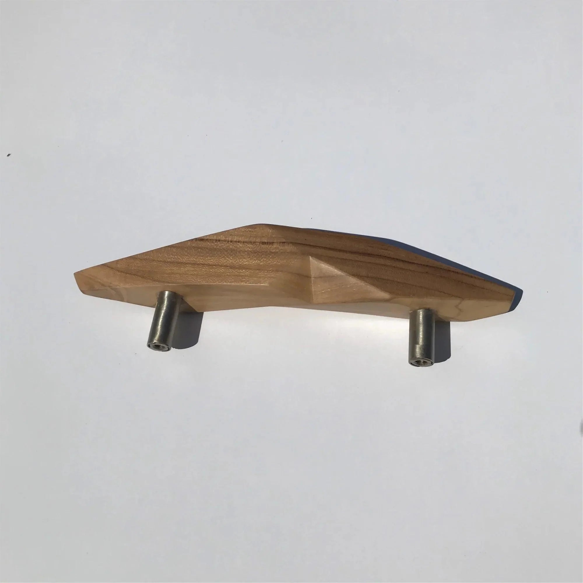 Unique teak door handle with a modern design and stainless steel fittings from Wood Ceylon