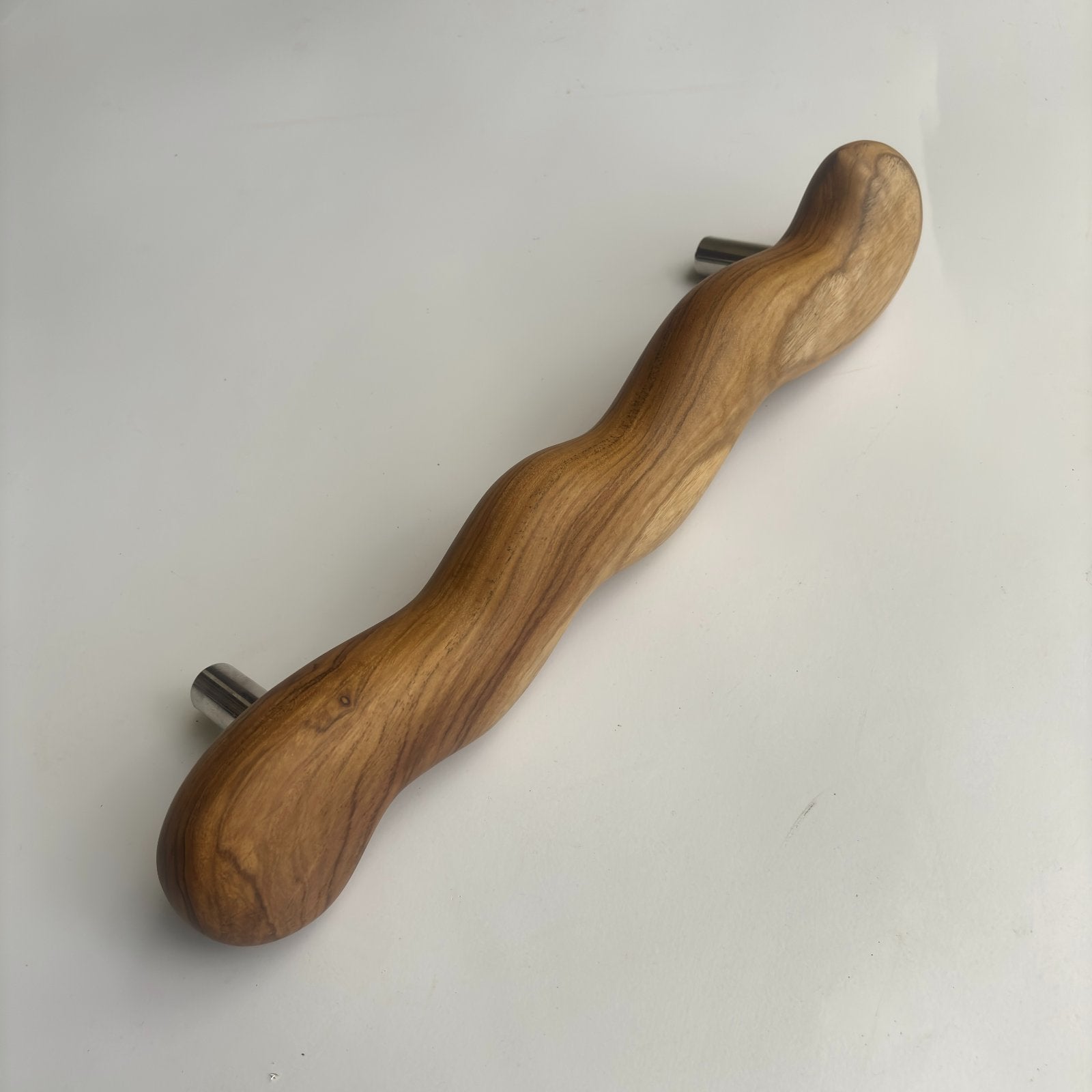 Teak wood Barn Door Pull Handle with a smooth, natural finish