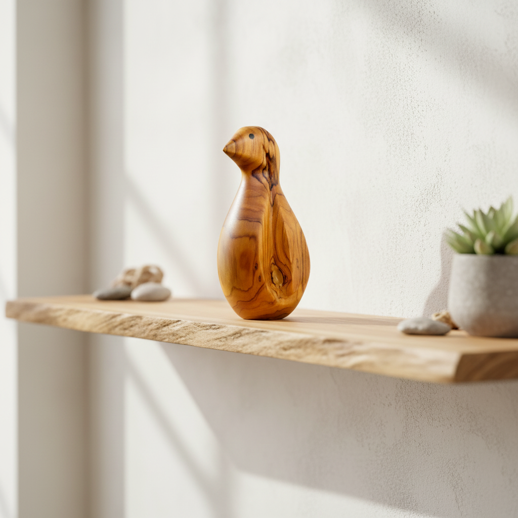 Hand-Carved Teak Wooden Bird Sculpture