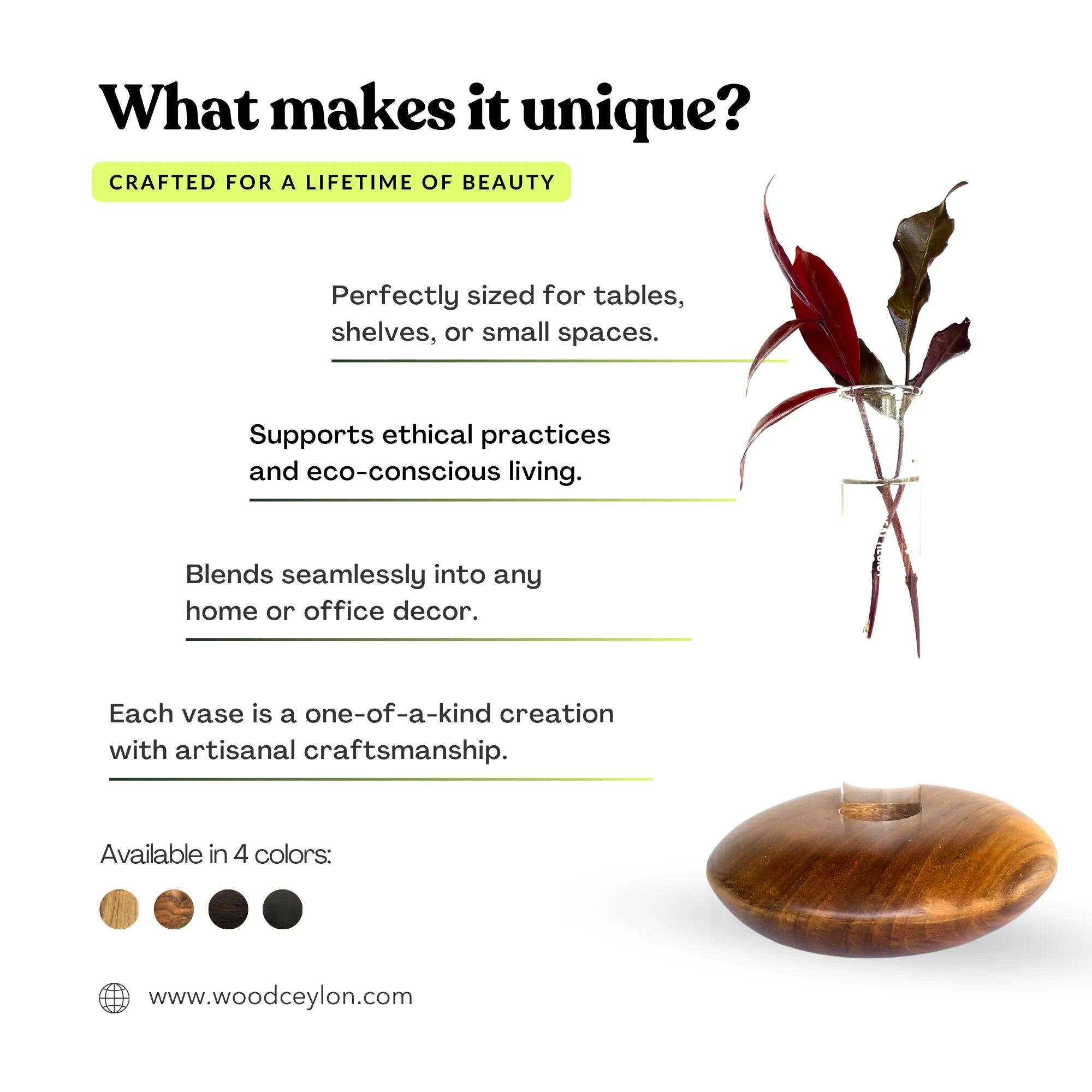 Pebble shape test tube vase by Wood Ceylon, perfect for tables and eco-friendly decor