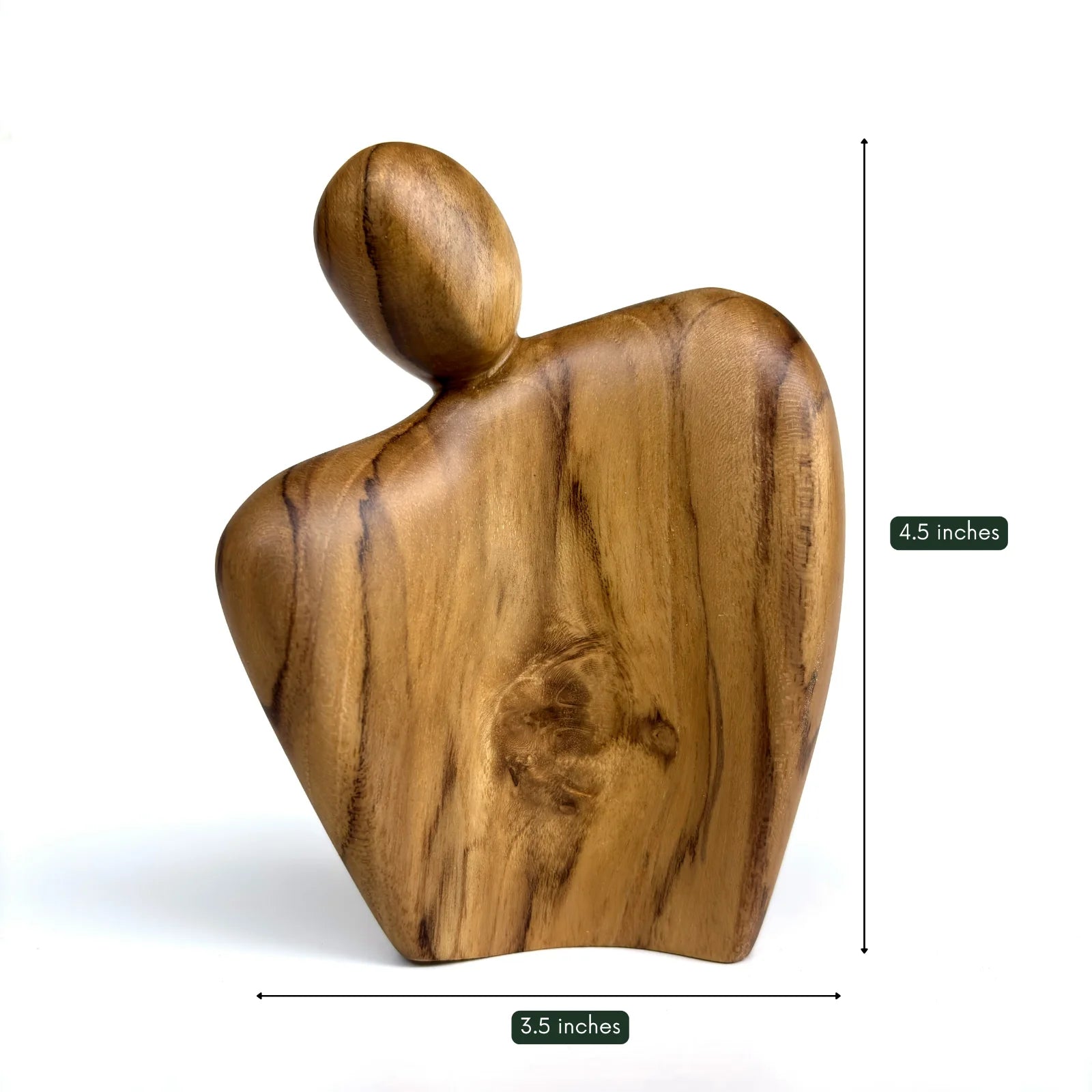 Beautiful wood couple sculpture made from Ceylon wood, measuring 4.5 inches tall and 3.5 inches wide