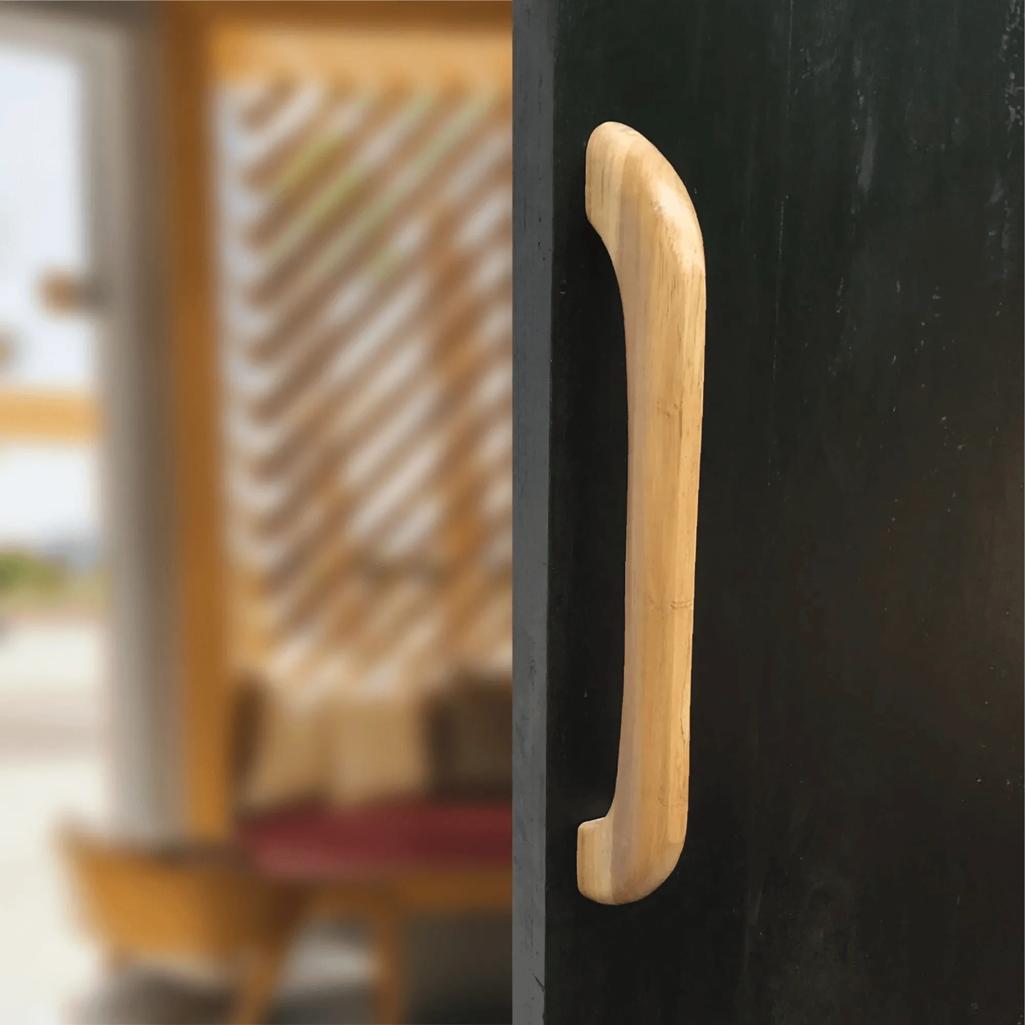 Teak Wood Door Pull Handle with natural finish for stylish entryways
