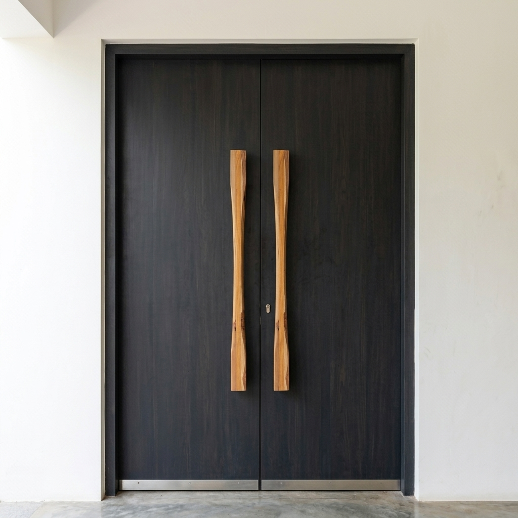 Wood Entrance Door Pull Handle in teak finish for modern doors
