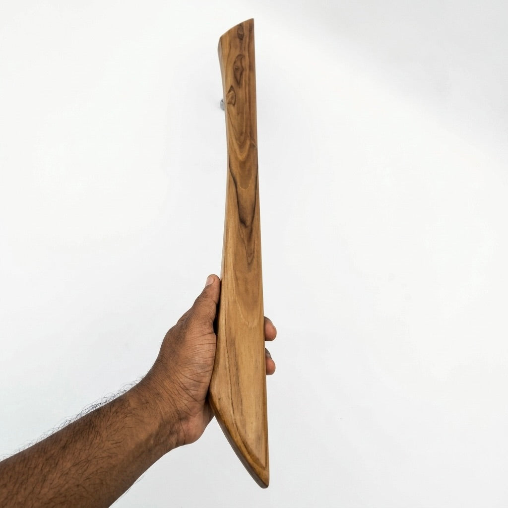 Wood Ladder Pull Handle in teak finish for stylish doors