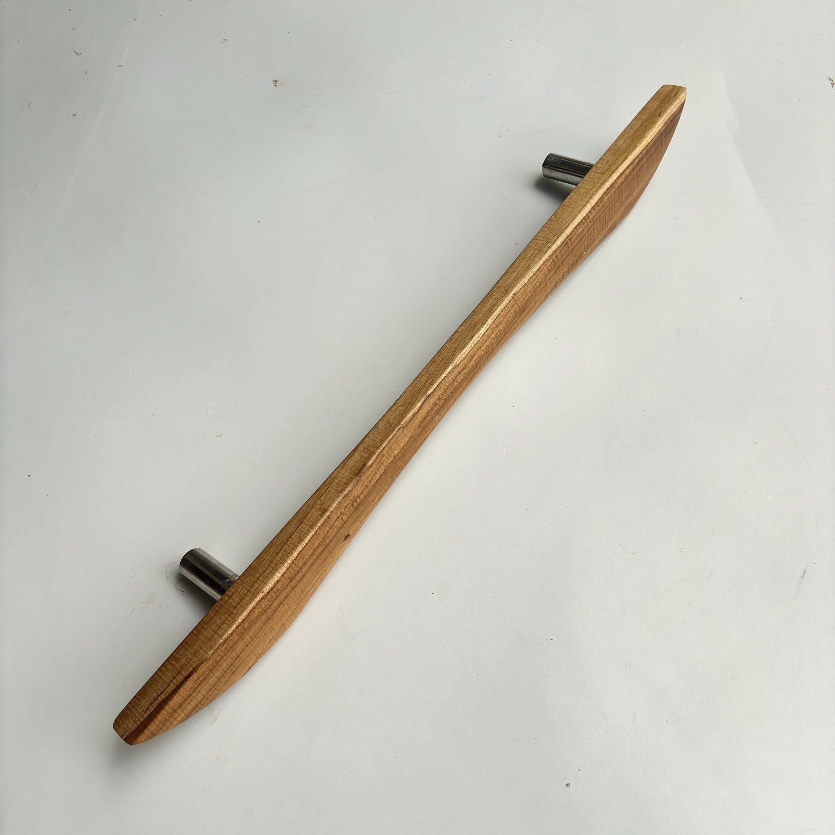Wood Ladder Pull Handle in teak with stainless steel ends for stylish doors