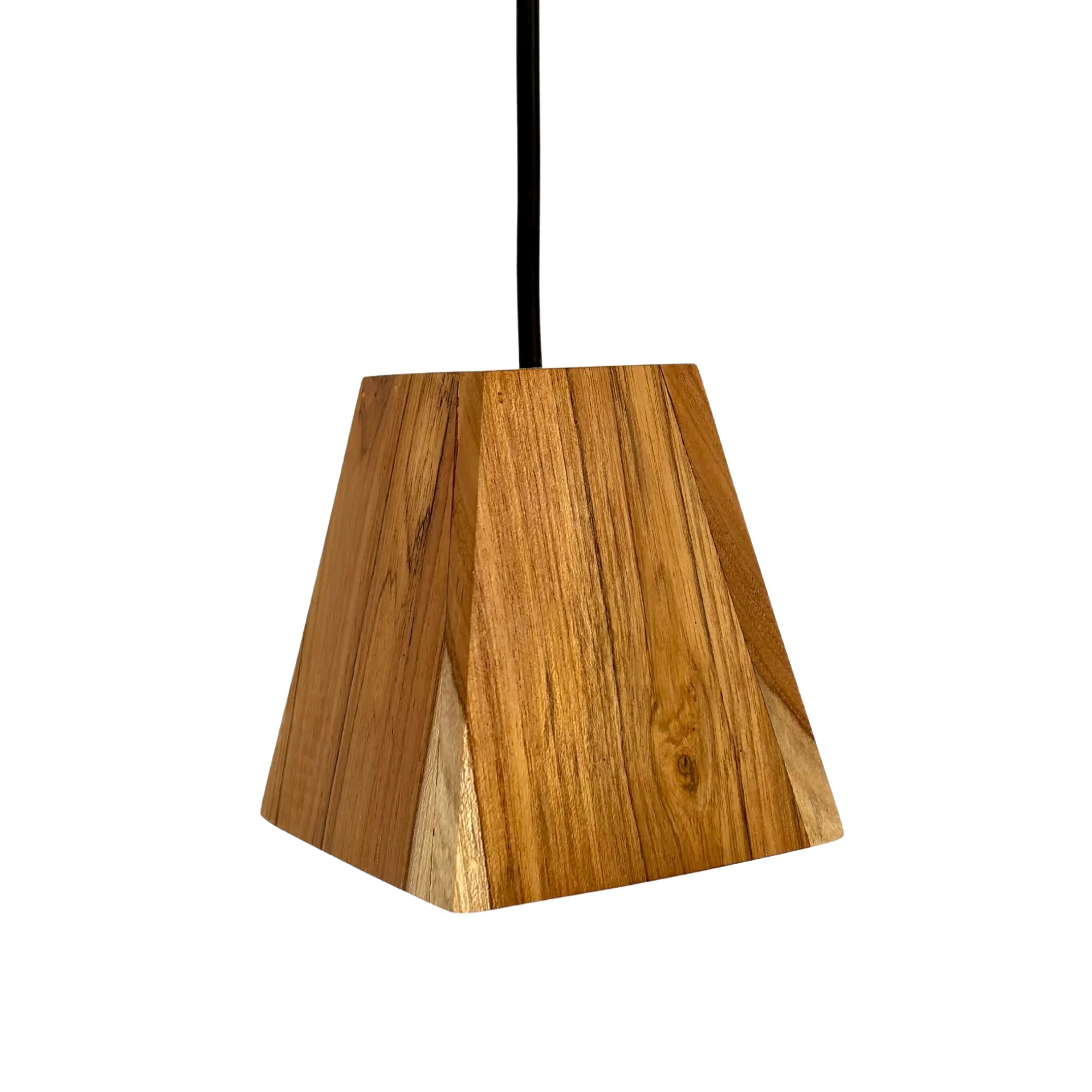 Teak Wood Pendant Light Cover in natural finish for stylish lighting-