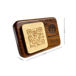 Wood Ceylon personalized qr code sign engraved on wooden plaque with logo and dimensions
