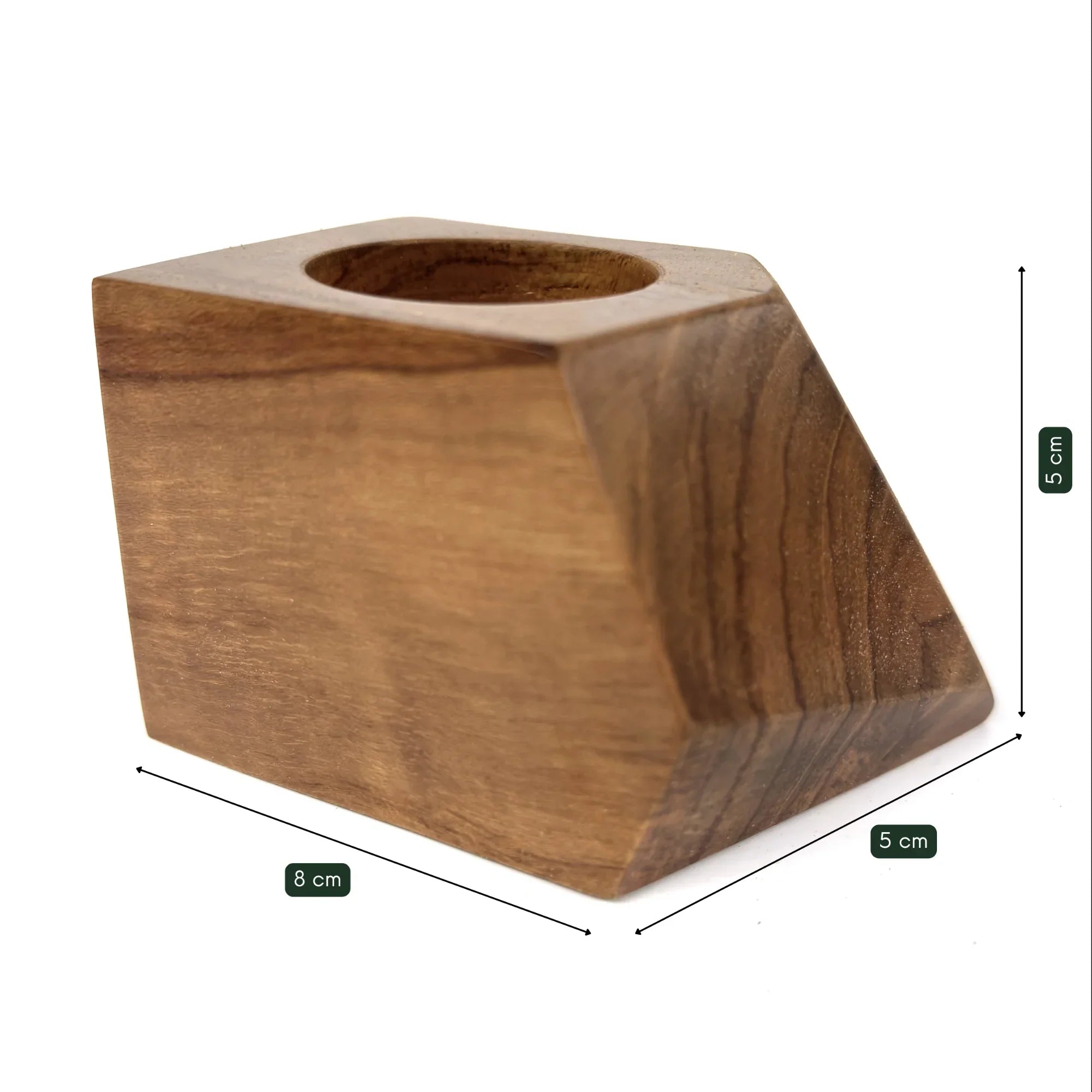 Stylish Wooden Cactus Holder made from natural wood with a modern geometric design