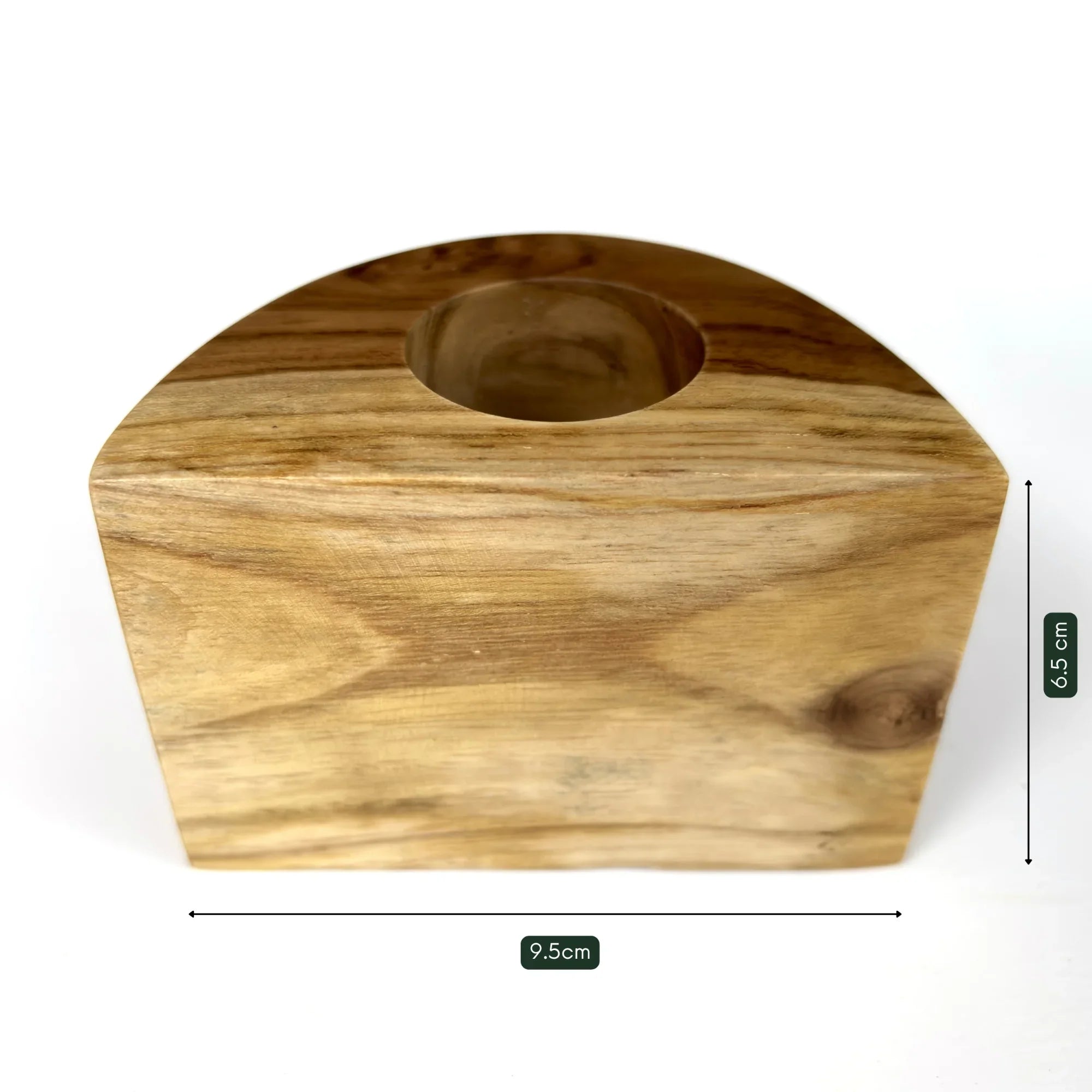 Unique Wooden Cactus Pot by Wood Ceylon with natural wood finish and circular planting area