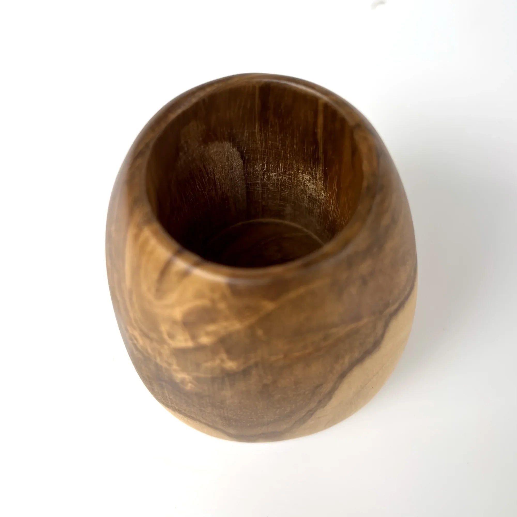 Handcrafted Wooden Cactus pot made from natural wood with a smooth finish