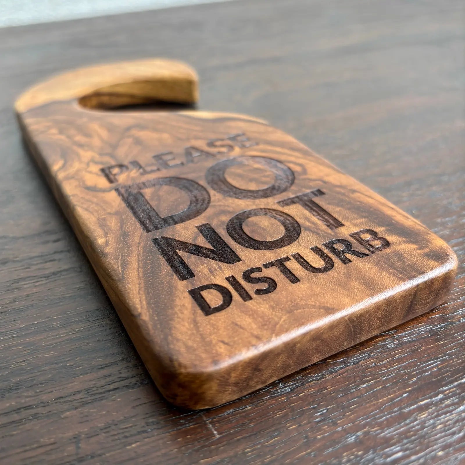 Wood Ceylon wooden door sign hangers with Please Do Not Disturb engraved on polished wood