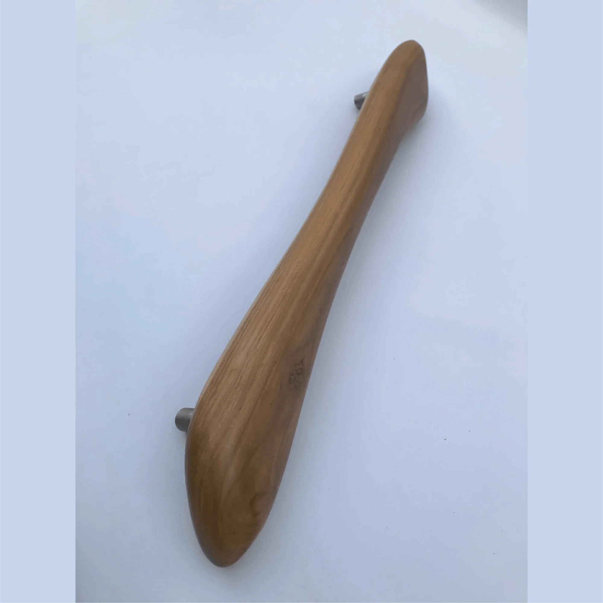 Wood Ceylon wooden front door handle with smooth natural wood finish and metal mounting hardware