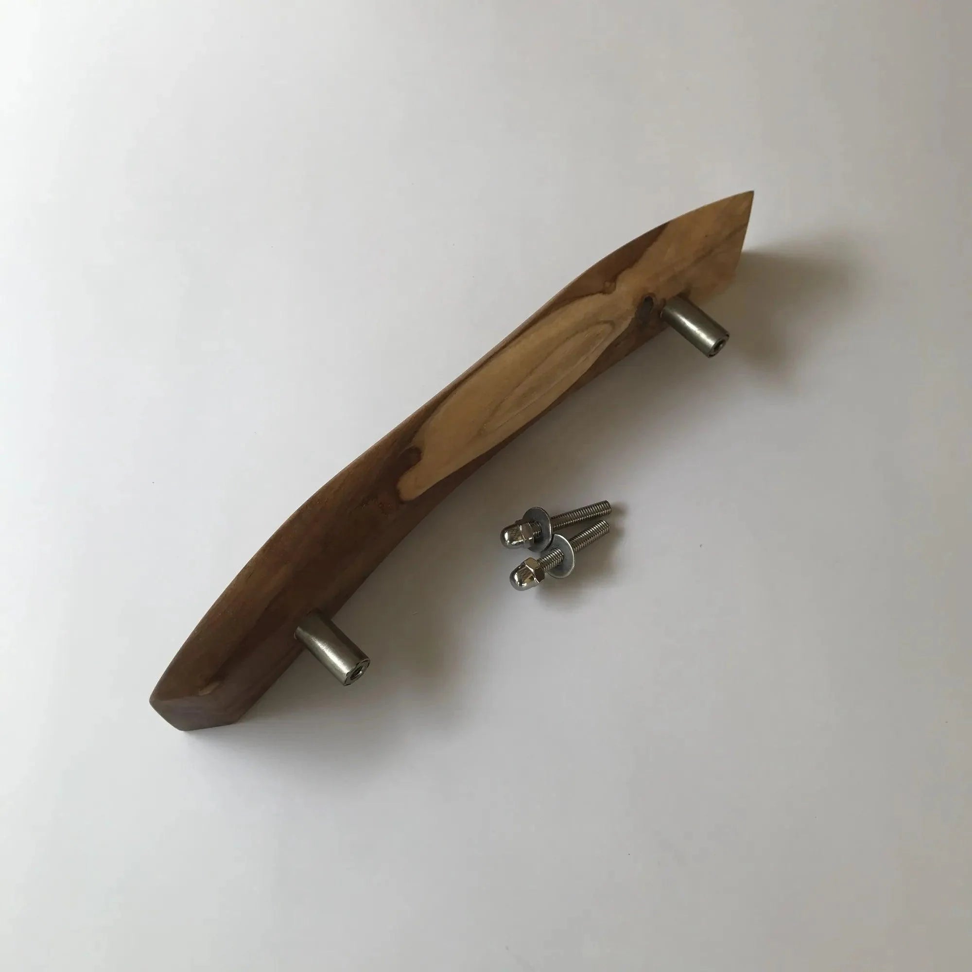 Elegant wooden front door pull handle with stainless steel mounting screws for easy installation