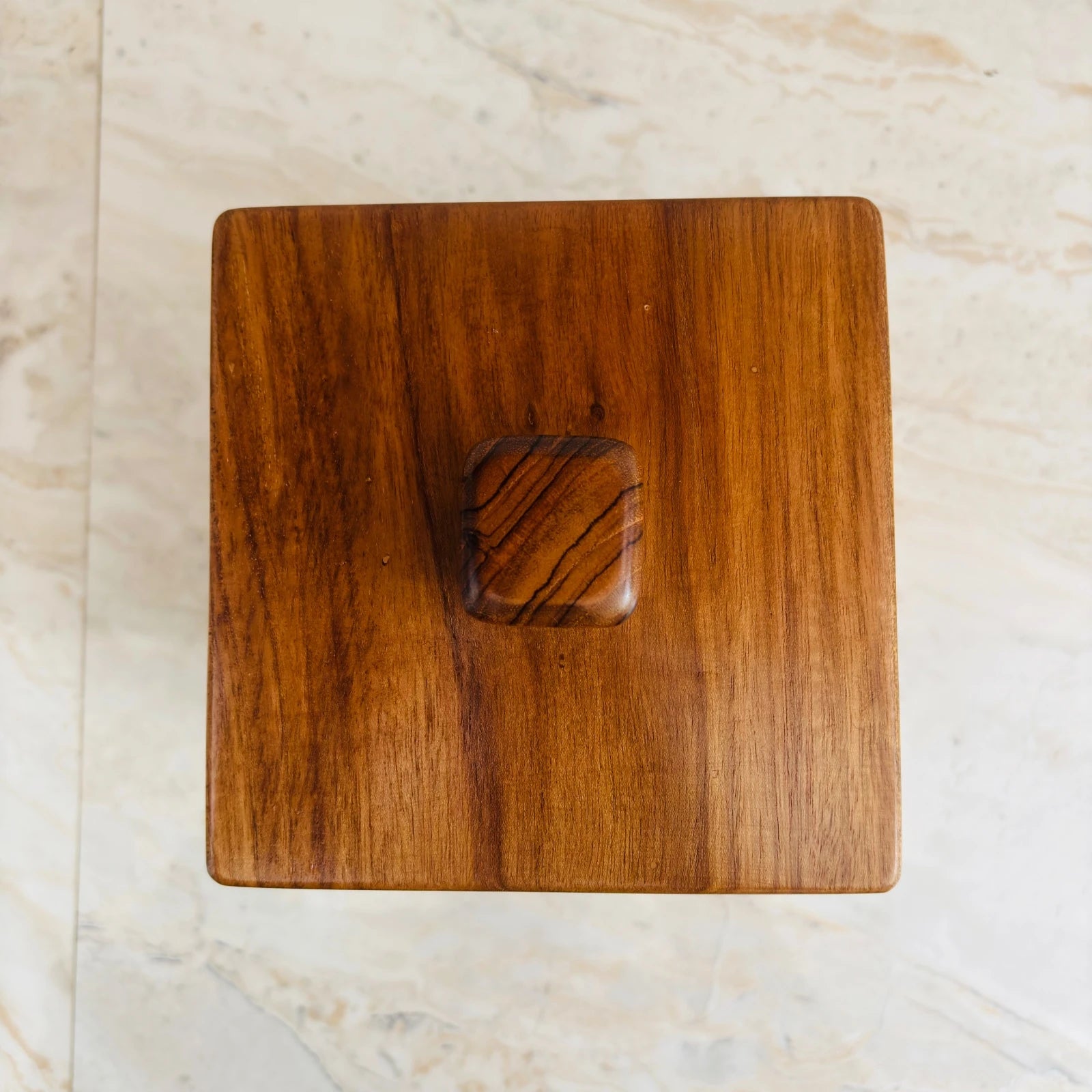 Wooden lid of kitchen canister set of 3 by Wood Ceylon with rich natural grain finish