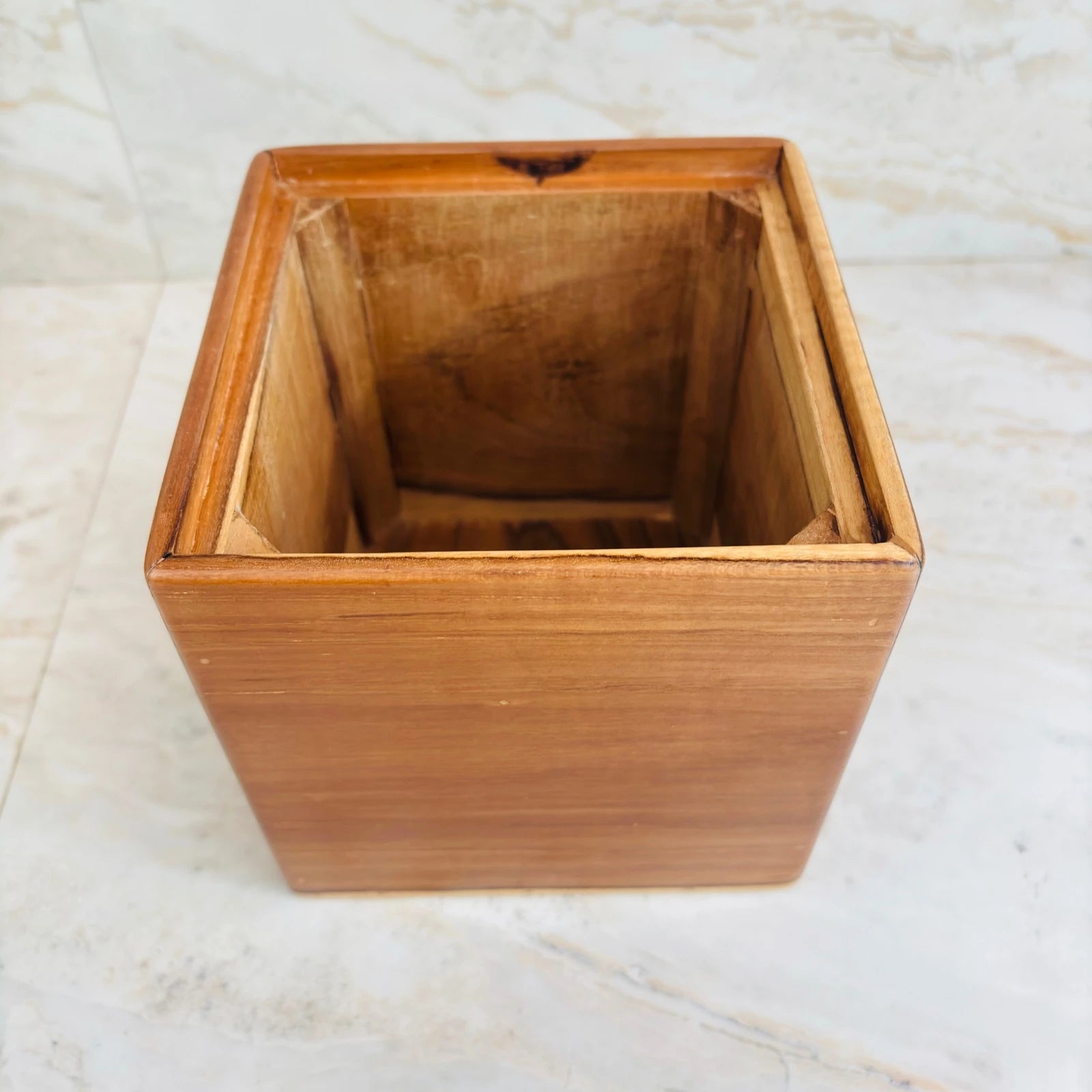 Single wooden container from Wood Ceylon kitchen canister set of 3 with smooth finish and natural wood grain