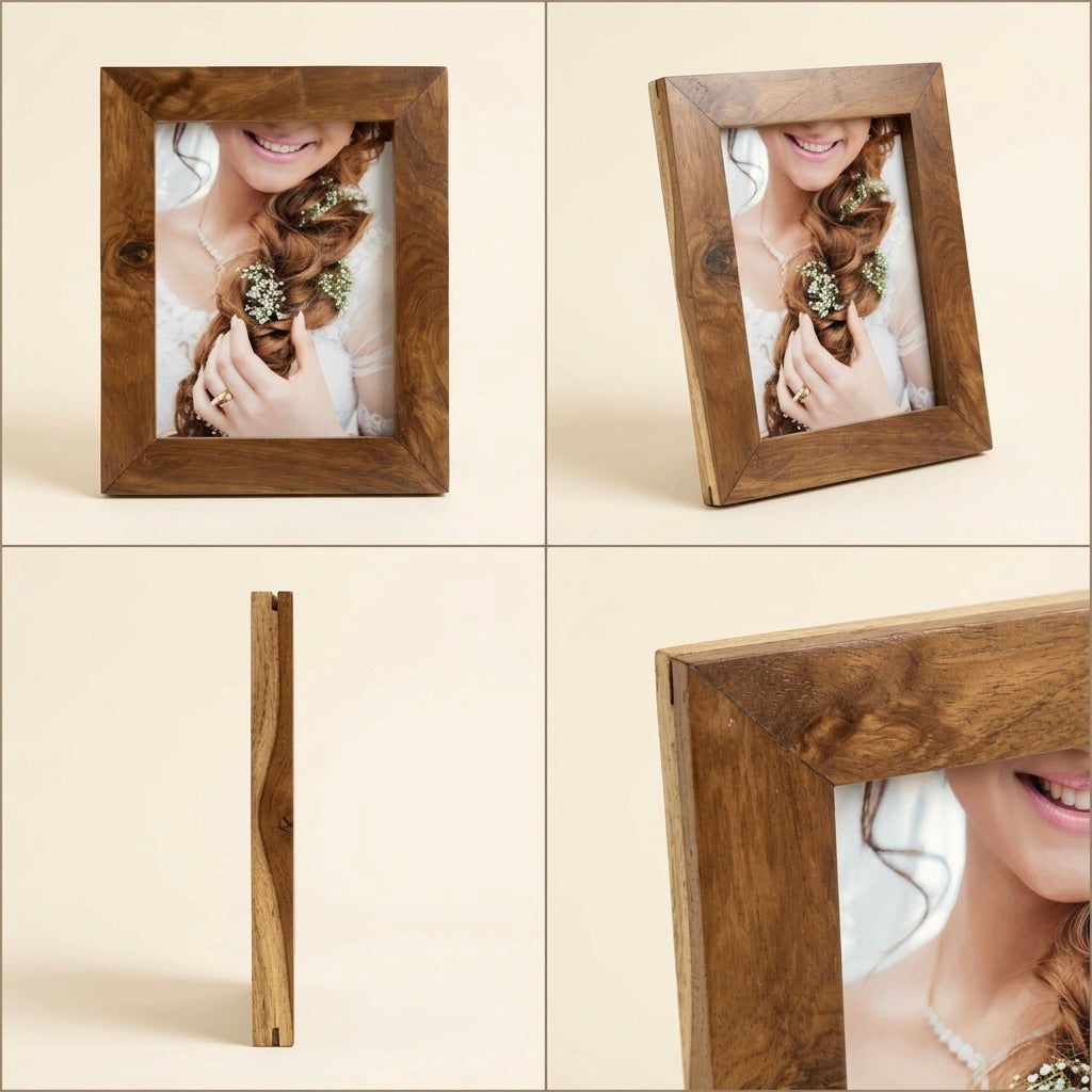 Wooden picture frame made of teak in natural finish