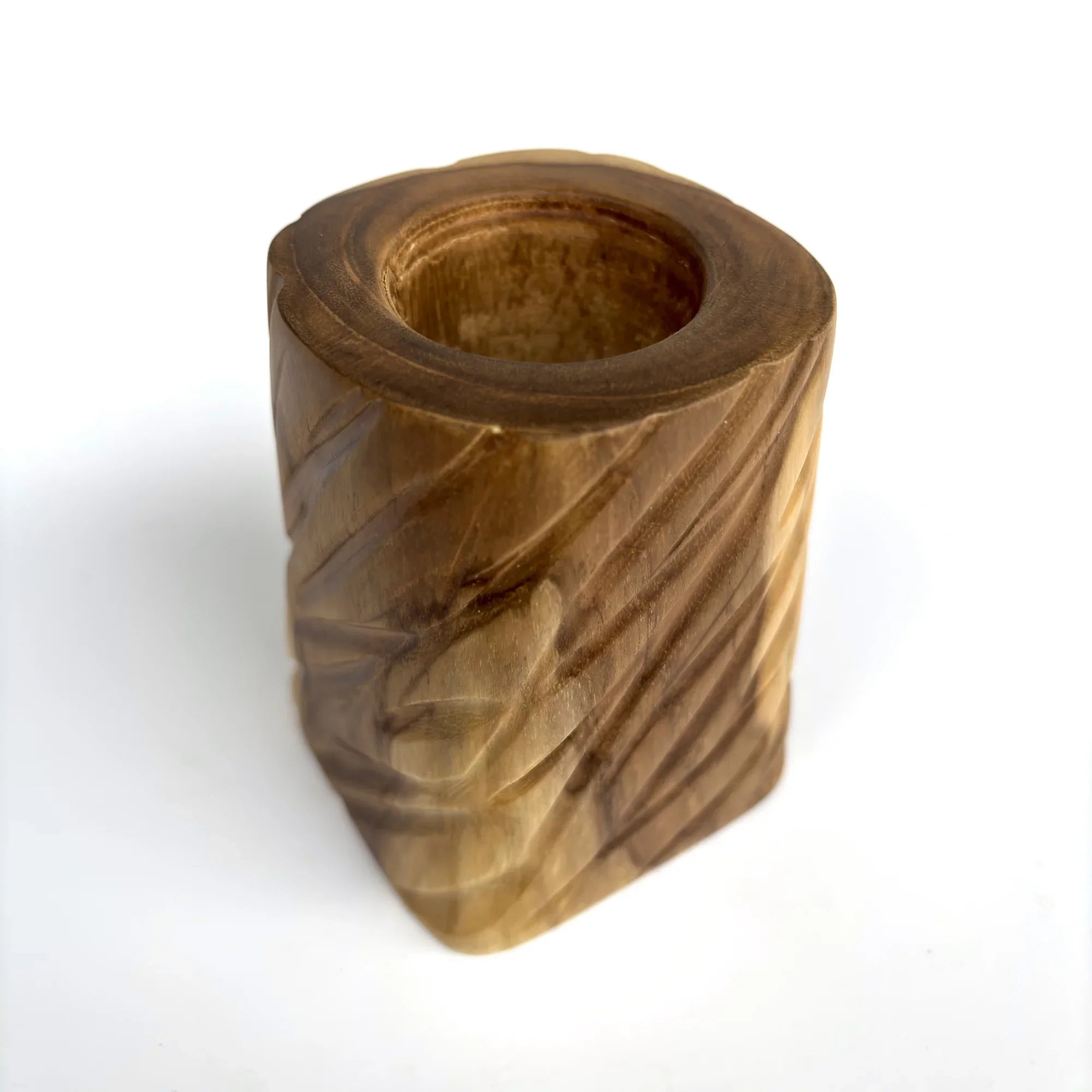 Handcrafted Wooden Plant Pot for Succulents in a Natural Finish with Unique Textures