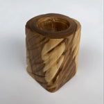 Handcrafted wooden plant pot for succulents with unique carved design and natural finish
