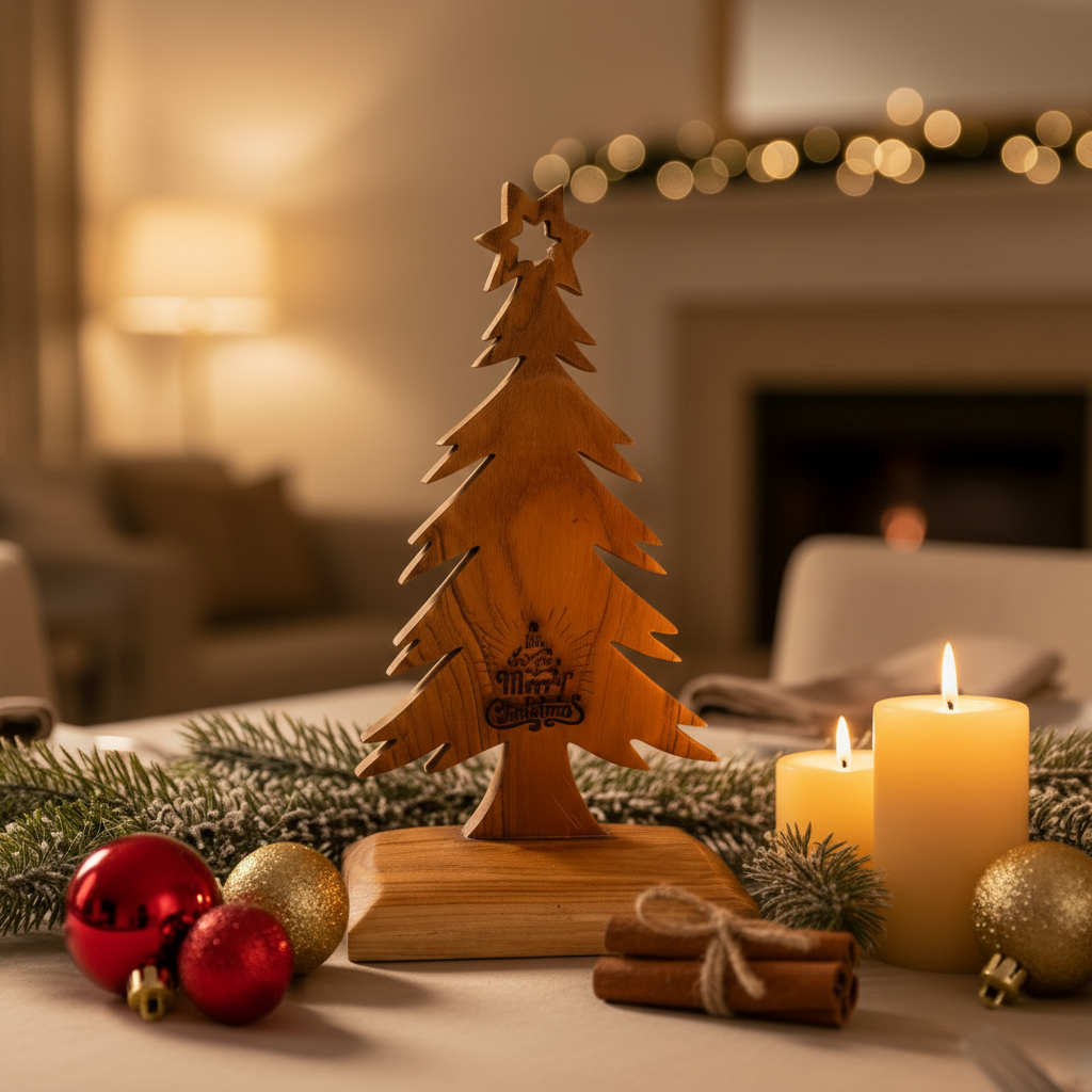 Handcrafted Wooden Tabletop Christmas Tree